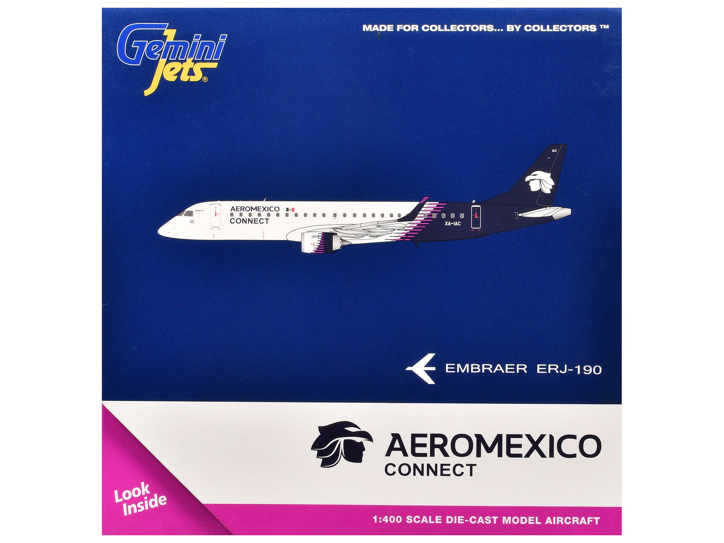 Embraer ERJ-190 Commercial Aircraft "Aeromexico Connect" (XA-IAC) White with Dark Blue Tail 1/400 Diecast Model Airplane by GeminiJets