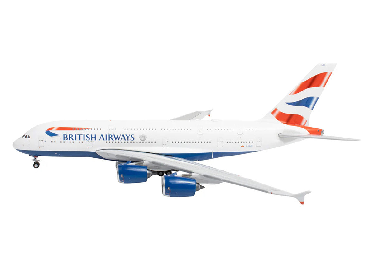 Airbus A380 Commercial Aircraft "British Airways" (G-XLEE) White with Striped Tail 1/400 Diecast Model Airplane by GeminiJets-2