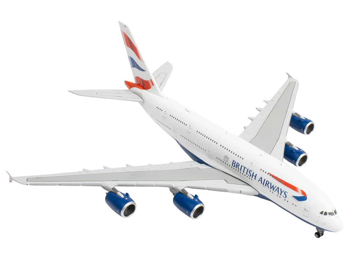 Airbus A380 Commercial Aircraft "British Airways" (G-XLEE) White with Striped Tail 1/400 Diecast Model Airplane by GeminiJets-1