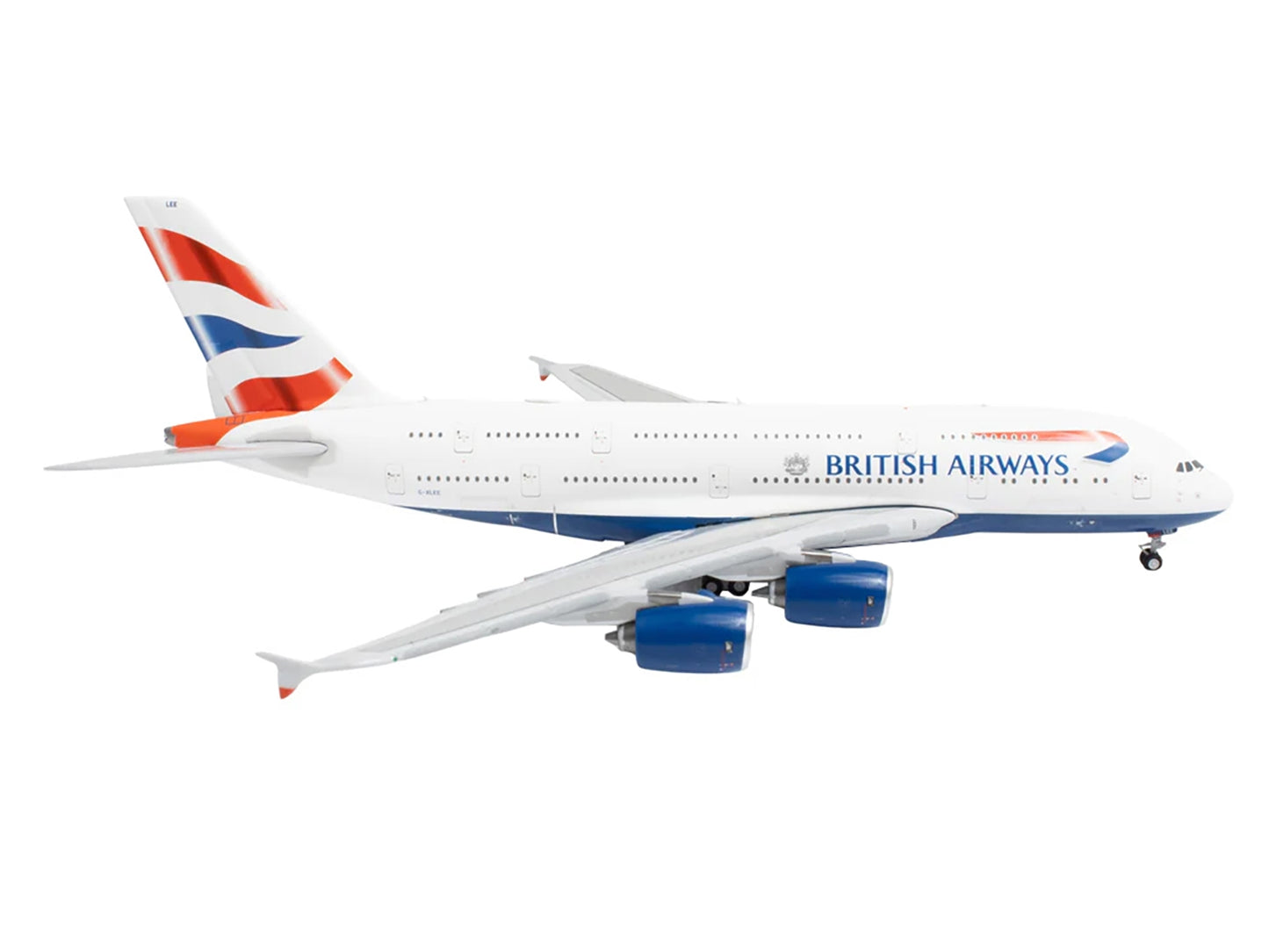Airbus A380 Commercial Aircraft "British Airways" (G-XLEE) White with Striped Tail 1/400 Diecast Model Airplane by GeminiJets