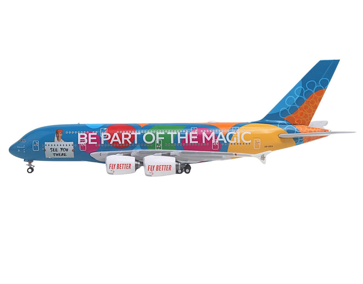Airbus A380-800 Commercial Aircraft "Emirates Airlines - Destination Dubai" (A6-EES) Blue with Graphics 1/400 Diecast Model Airplane by GeminiJets-0