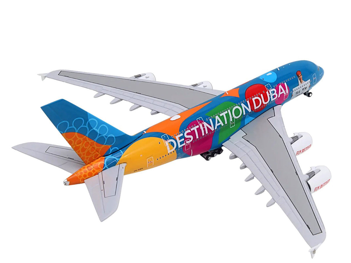 Airbus A380-800 Commercial Aircraft "Emirates Airlines - Destination Dubai" (A6-EES) Blue with Graphics 1/400 Diecast Model Airplane by GeminiJets-2