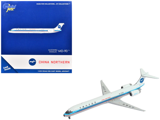 McDonnell Douglas MD-90 Commercial Aircraft "China Northern Airlines" (B-2253) White with Blue Stripes 1/400 Diecast Model Airplane by GeminiJets