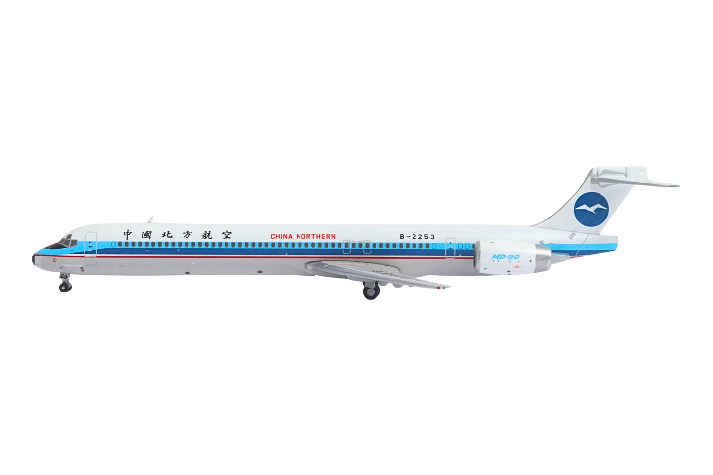 McDonnell Douglas MD-90 Commercial Aircraft "China Northern Airlines" (B-2253) White with Blue Stripes 1/400 Diecast Model Airplane by GeminiJets
