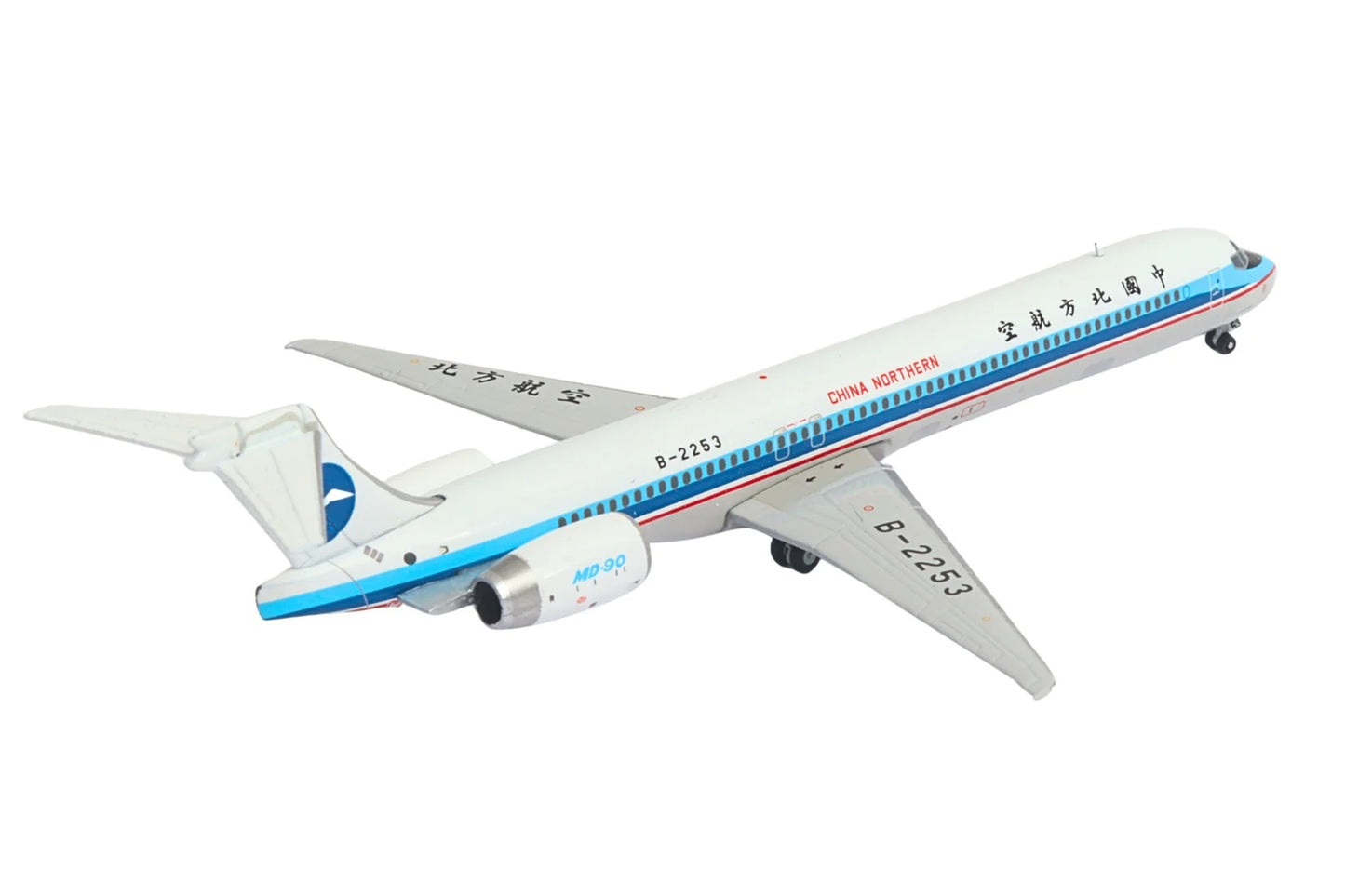 McDonnell Douglas MD-90 Commercial Aircraft "China Northern Airlines" (B-2253) White with Blue Stripes 1/400 Diecast Model Airplane by GeminiJets