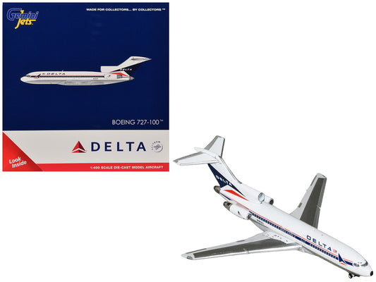 Boeing 727-100 Commercial Aircraft "Delta Air Lines" (N1633) White with Red and Blue Stripes 1/400 Diecast Model by GeminiJets-0