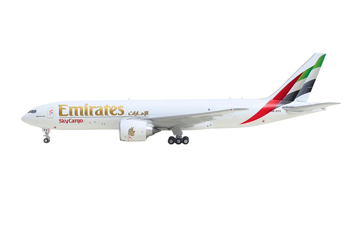 Boeing 777F Commercial Aircraft "Emirates SkyCargo" (A6-EFV) White with Striped Tail 1/400 Diecast Model by GeminiJets GeminiJets