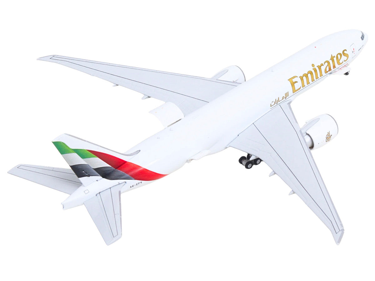 Boeing 777F Commercial Aircraft "Emirates SkyCargo" (A6-EFV) White with Striped Tail "Interactive Series" 1/400 Diecast Model by GeminiJets GeminiJets