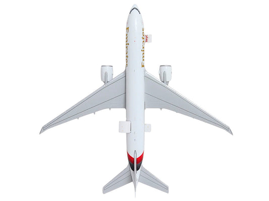 Boeing 777F Commercial Aircraft "Emirates SkyCargo" (A6-EFV) White with Striped Tail "Interactive Series" 1/400 Diecast Model by GeminiJets-0
