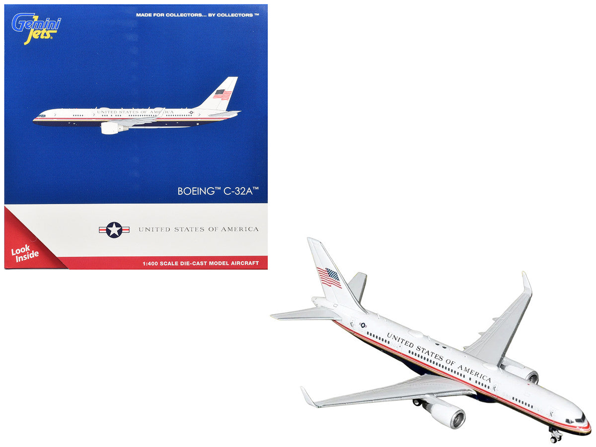 Boeing C-32A Transport Aircraft "Air Force Two - United States of America" (99-0003) White and Blue with Red Stripes 1/400 Diecast Model Airplane by GeminiJets GeminiJets
