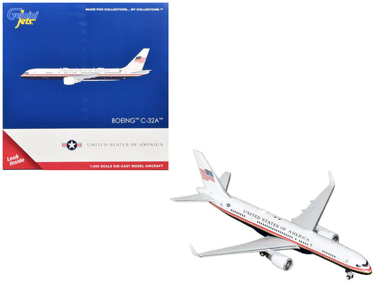 Boeing C-32A Transport Aircraft "Air Force Two - United States of America" (99-0003) White and Blue with Red Stripes 1/400 Diecast Model Airplane by GeminiJets GeminiJets