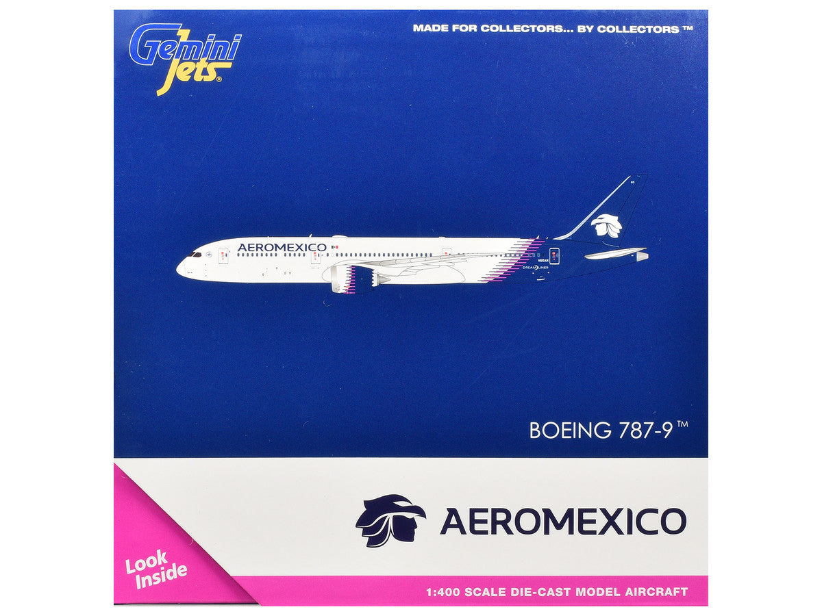 Boeing 787-9 Commercial Aircraft "Aeromexico" (N815AM) White with Blue Tail 1/400 Diecast Model Airplane by GeminiJets GeminiJets