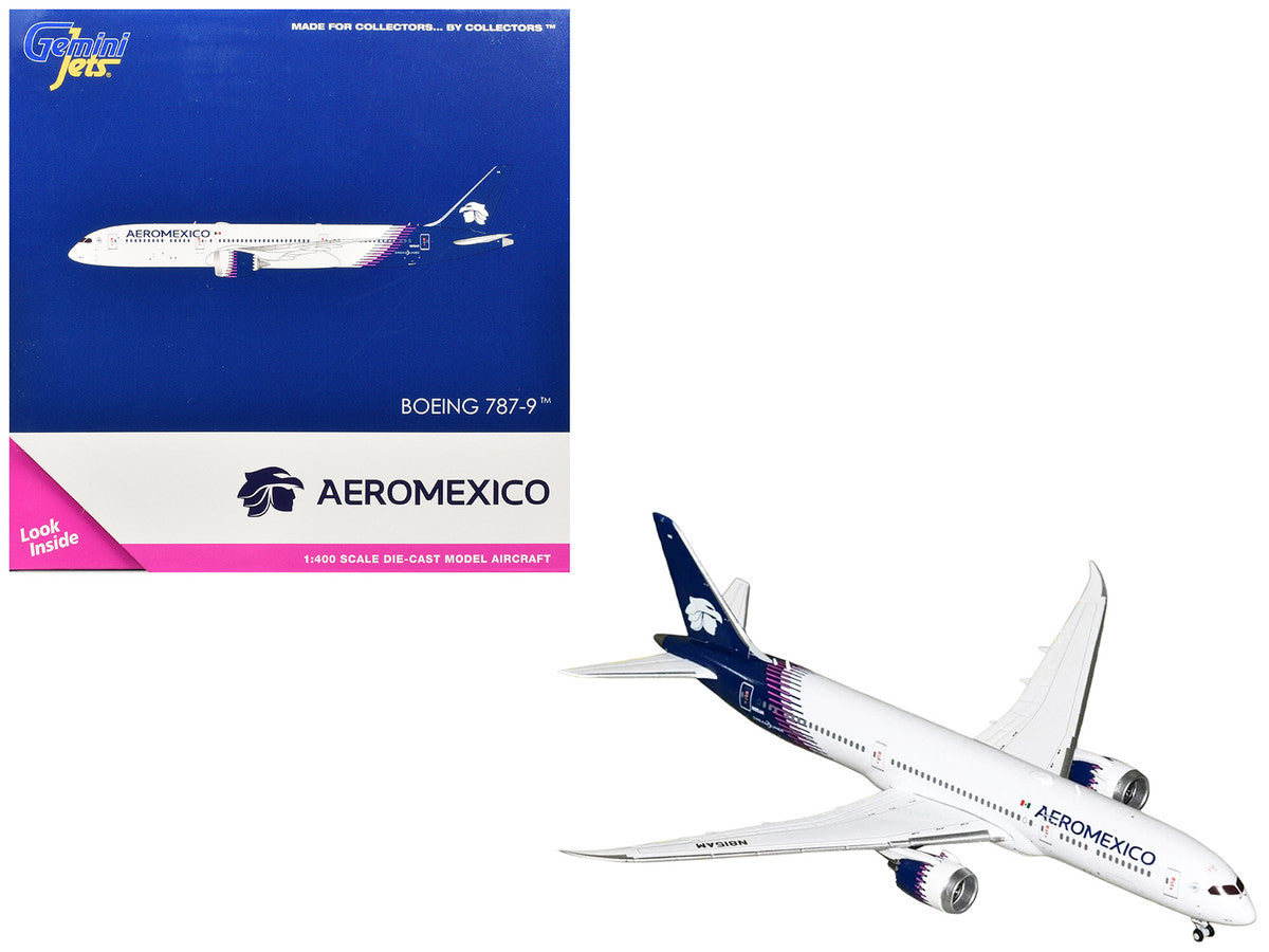 Boeing 787-9 Commercial Aircraft "Aeromexico" (N815AM) White with Blue Tail 1/400 Diecast Model Airplane by GeminiJets GeminiJets
