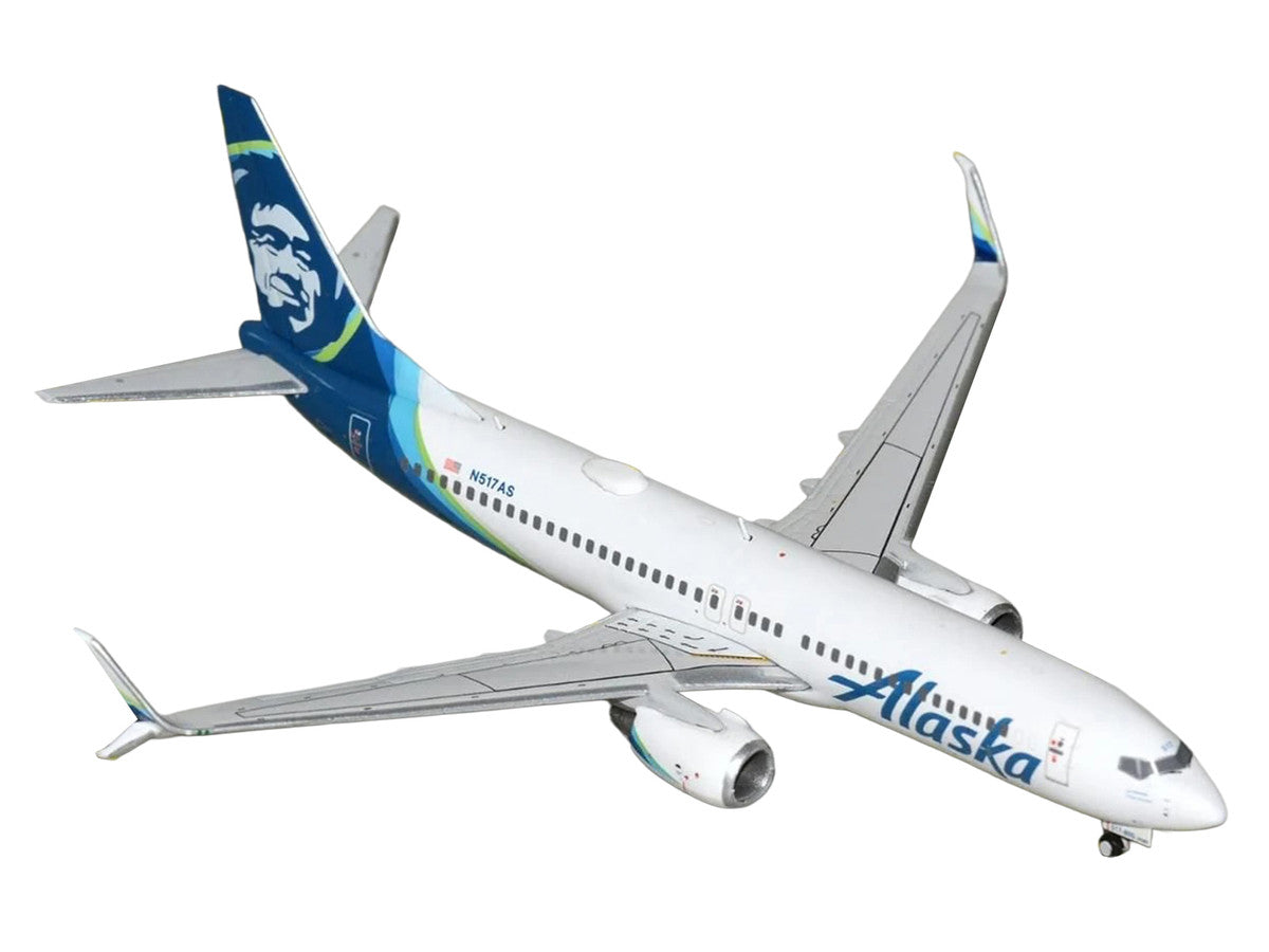 Boeing 737-800 Commercial Aircraft "Alaska Airlines" (N517AS) White with Blue Tail 1/400 Diecast Model Airplane by GeminiJets GeminiJets