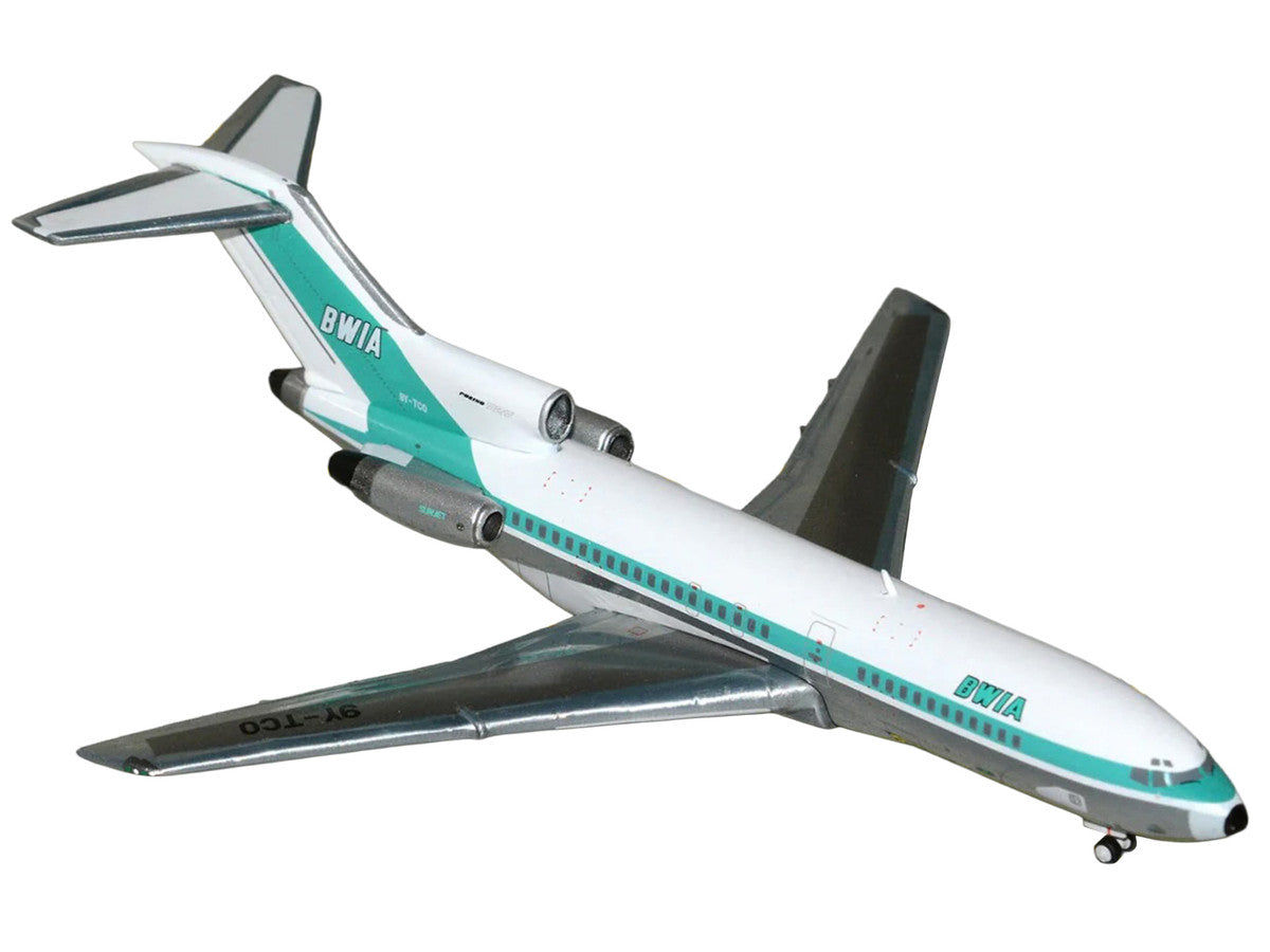 Boeing 727-100 Commercial Aircraft "British West Indian Airways" (9Y-TCO) White with Light Green Stripes 1/400 Diecast Model Airplane by GeminiJets GeminiJets