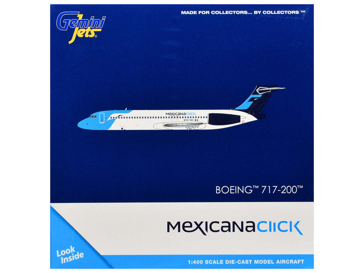 Boeing 717-200 Commercial Aircraft "Mexicana Click" (N907ME) White with Light Blue Nose and Dark Blue Tail 1/400 Diecast Model Airplane by GeminiJets GeminiJets