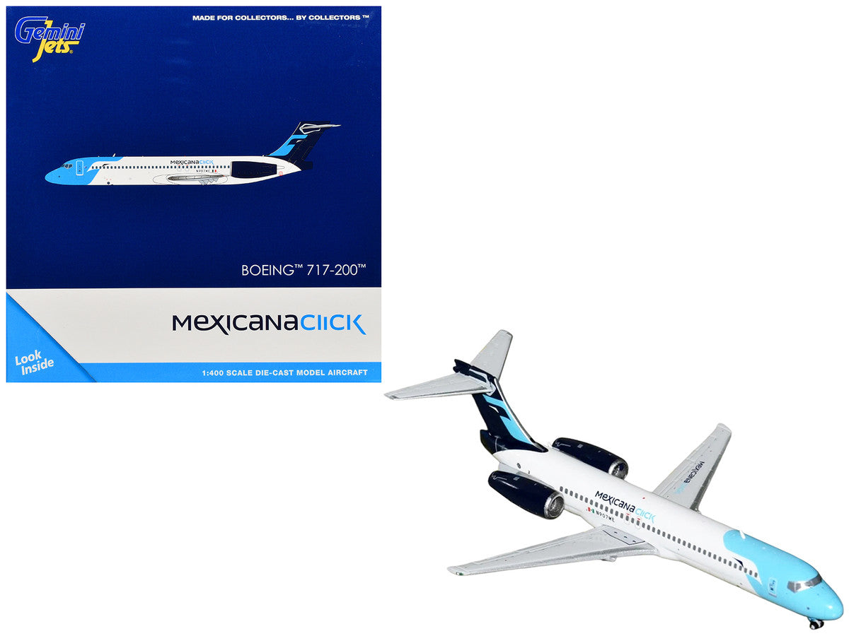 Boeing 717-200 Commercial Aircraft "Mexicana Click" (N907ME) White with Light Blue Nose and Dark Blue Tail 1/400 Diecast Model Airplane by GeminiJets GeminiJets