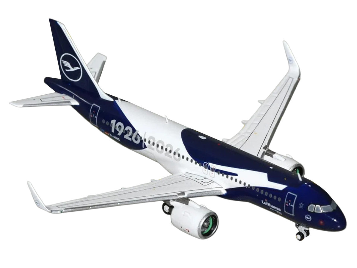 Airbus A320neo Commercial Aircraft "Lufthansa 100th Anniversary" (D-AING) White and Dark Blue 1/400 Diecast Model Airplane by GeminiJets GeminiJets
