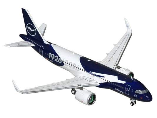 Airbus A320neo Commercial Aircraft "Lufthansa 100th Anniversary" (D-AING) White and Dark Blue 1/400 Diecast Model Airplane by GeminiJets GeminiJets