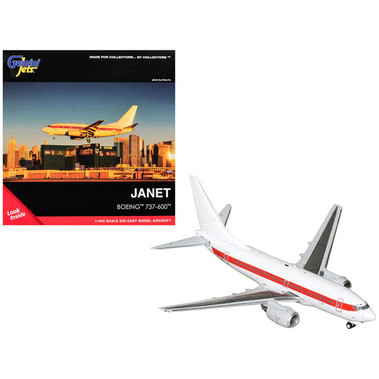 Boeing 737-600 Transport Aircraft "EG&G - Janet Airlines" (N319BD) White with Red Stripes 1/400 Diecast Model Airplane by GeminiJets GeminiJets