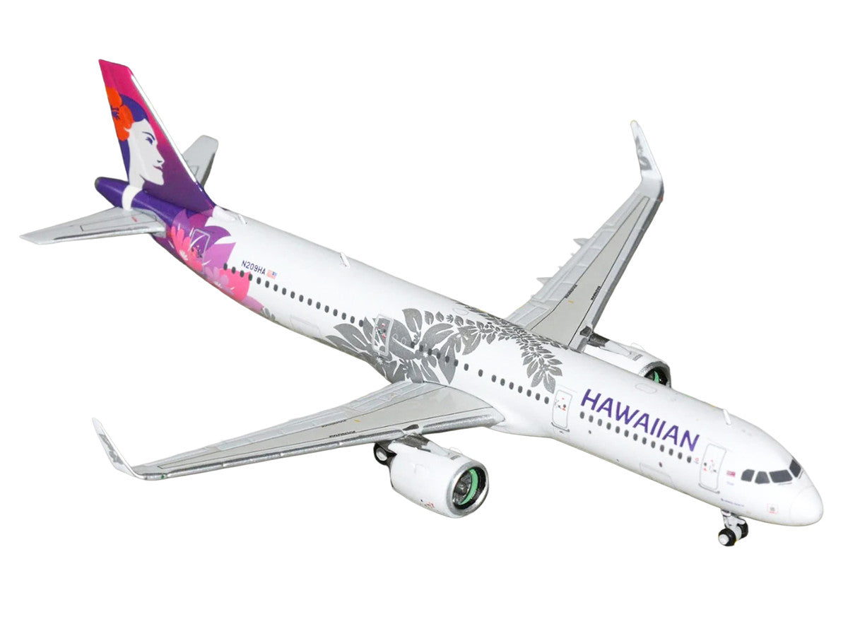 Airbus A321neo Commercial Aircraft "Hawaiian Airlines" (N209HA) White with Purple Tail Graphics 1/400 Diecast Model Airplane by GeminiJets GeminiJets