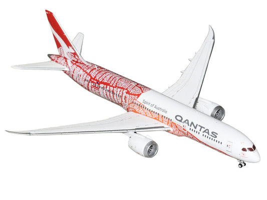 Boeing 787-9 Commercial Aircraft "Qantas - Yam Dreaming" (VH-ZND) White with Red Graphics 1/400 Diecast Model Airplane by GeminiJets GeminiJets