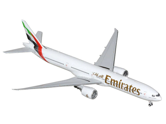Boeing 777-300ER Commercial Aircraft "Emirates Airlines" (A6-EQH) White with Striped Tail 1/400 Diecast Model by GeminiJets-1
