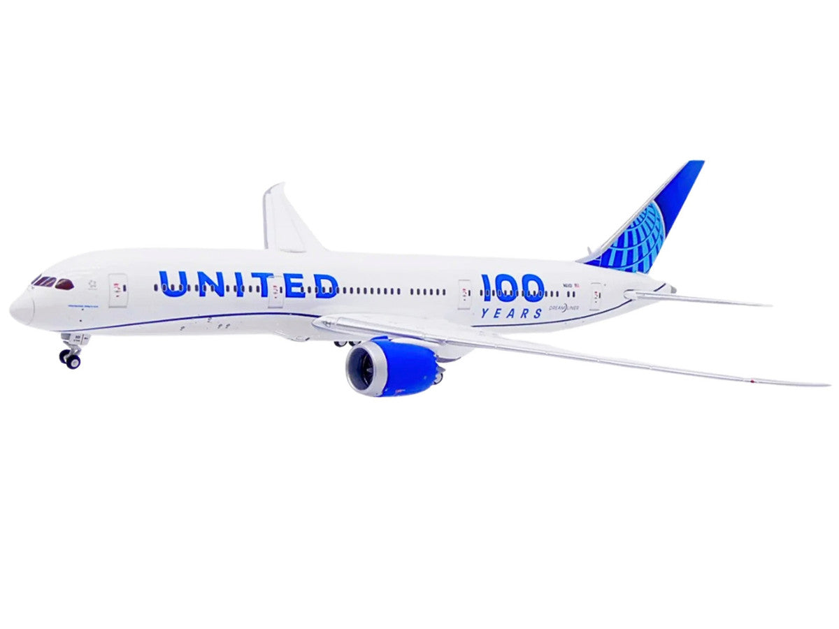 Boeing 787-9 Commercial Aircraft "United Airlines 100 Years" (N61101) White with Blue Tail 1/400 Diecast Model by GeminiJets-1