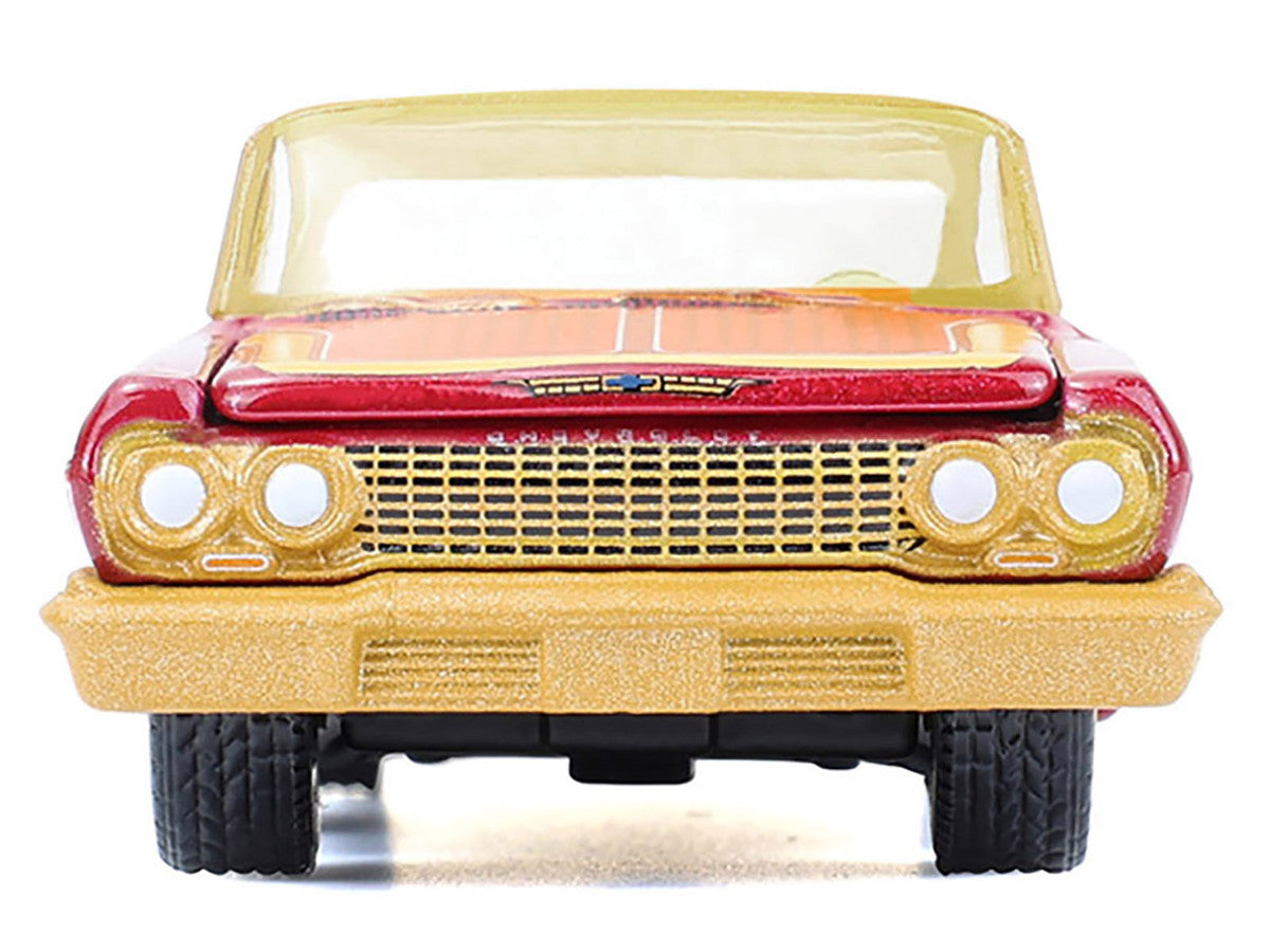 1963 Chevrolet Impala Lowrider "Michael Heralda Special Edition" Red Metallic with Cream Top and Interior with Gold Graphics "Hobby Exclusive" Series 1/64 Diecast Model Car by Greenlight Greenlight
