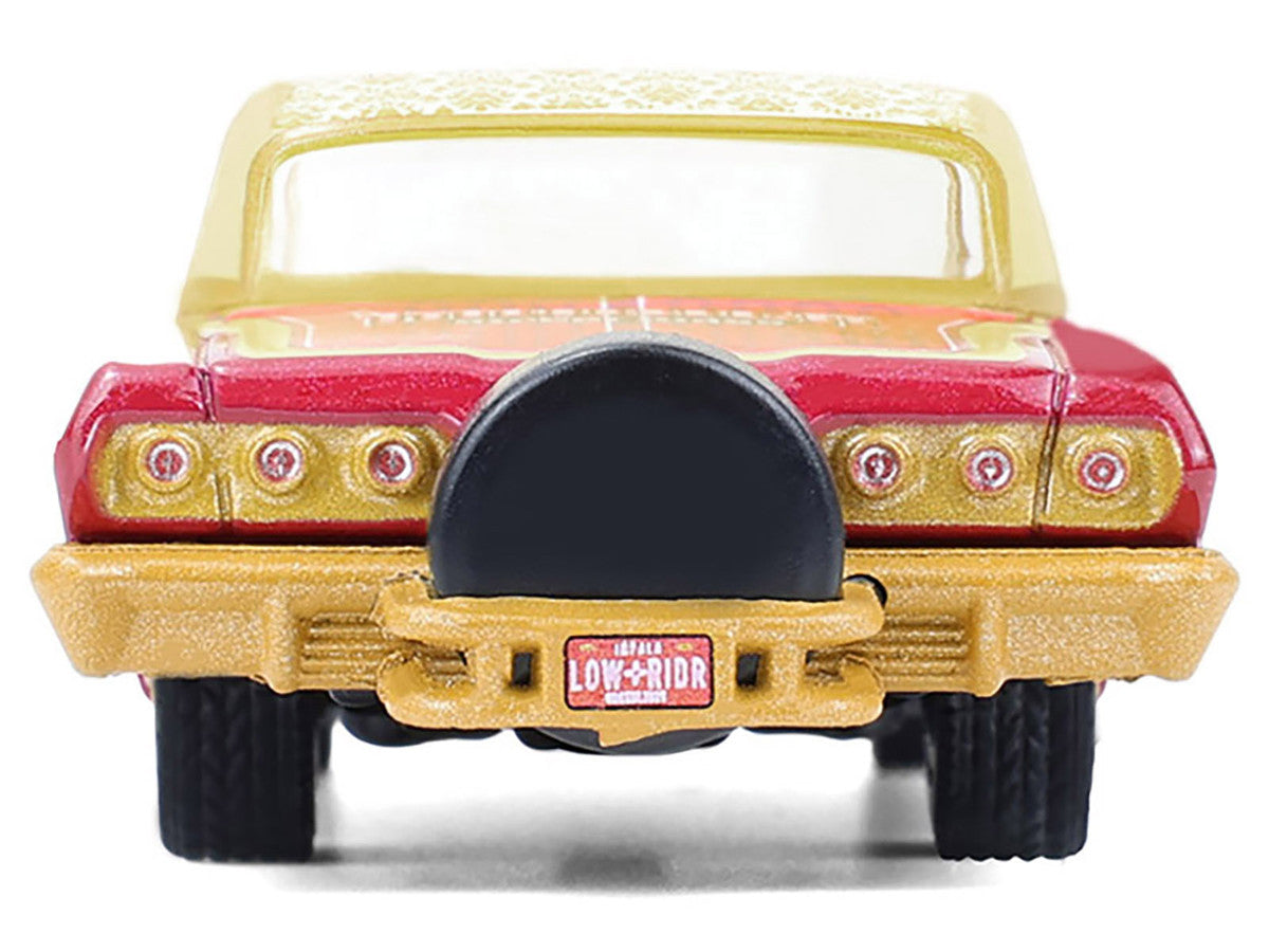 1963 Chevrolet Impala Lowrider "Michael Heralda Special Edition" Red Metallic with Cream Top and Interior with Gold Graphics "Hobby Exclusive" Series 1/64 Diecast Model Car by Greenlight Greenlight
