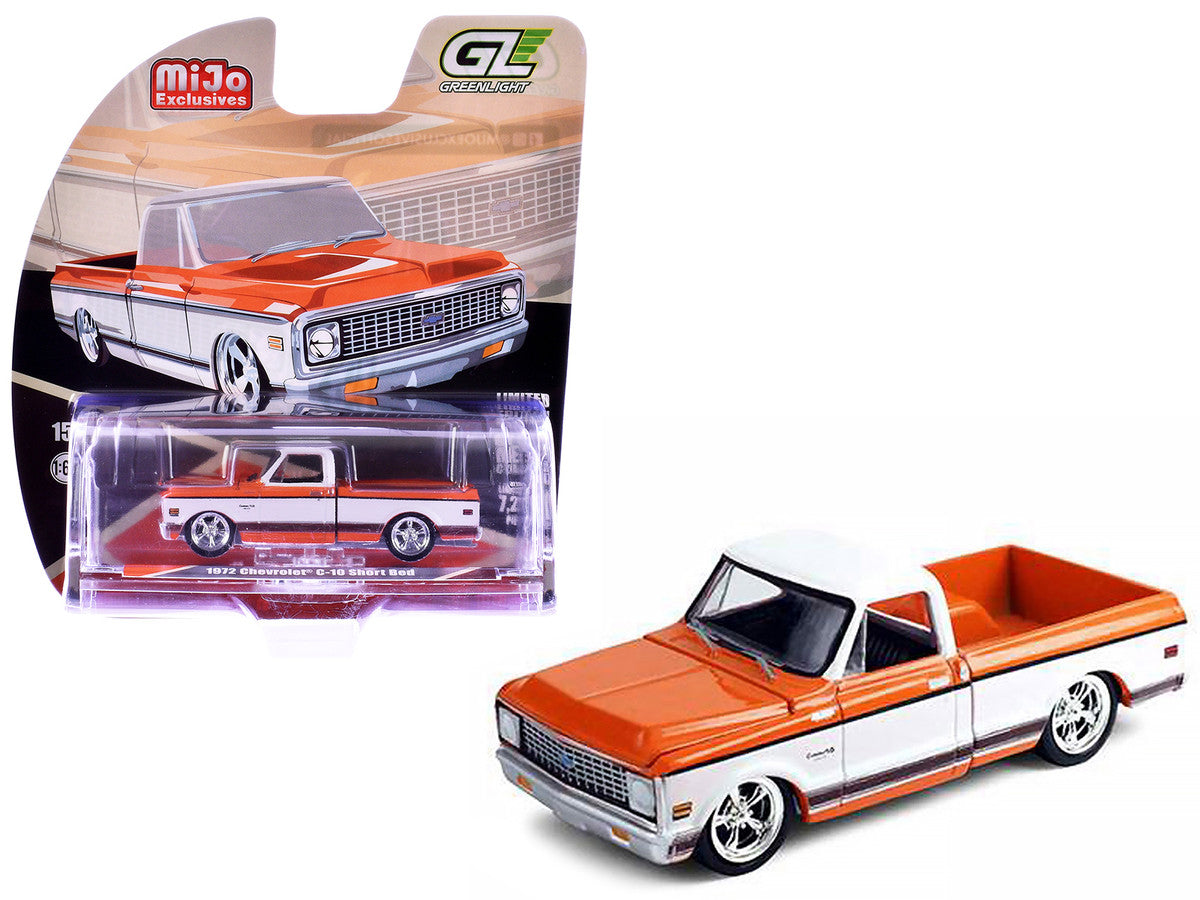 1972 Chevrolet C-10 Short Bed Pickup Truck Orange and White "Mijo Exclusives" Series 1/64 Diecast Model Car by Greenlight-2