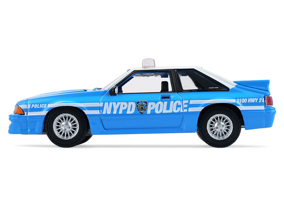1987 Ford Mustang "New York City Police Department (NYPD)" Blue with White Top "Hobby Exclusive" Series 1/64 Diecast Model Car by Greenlight Greenlight