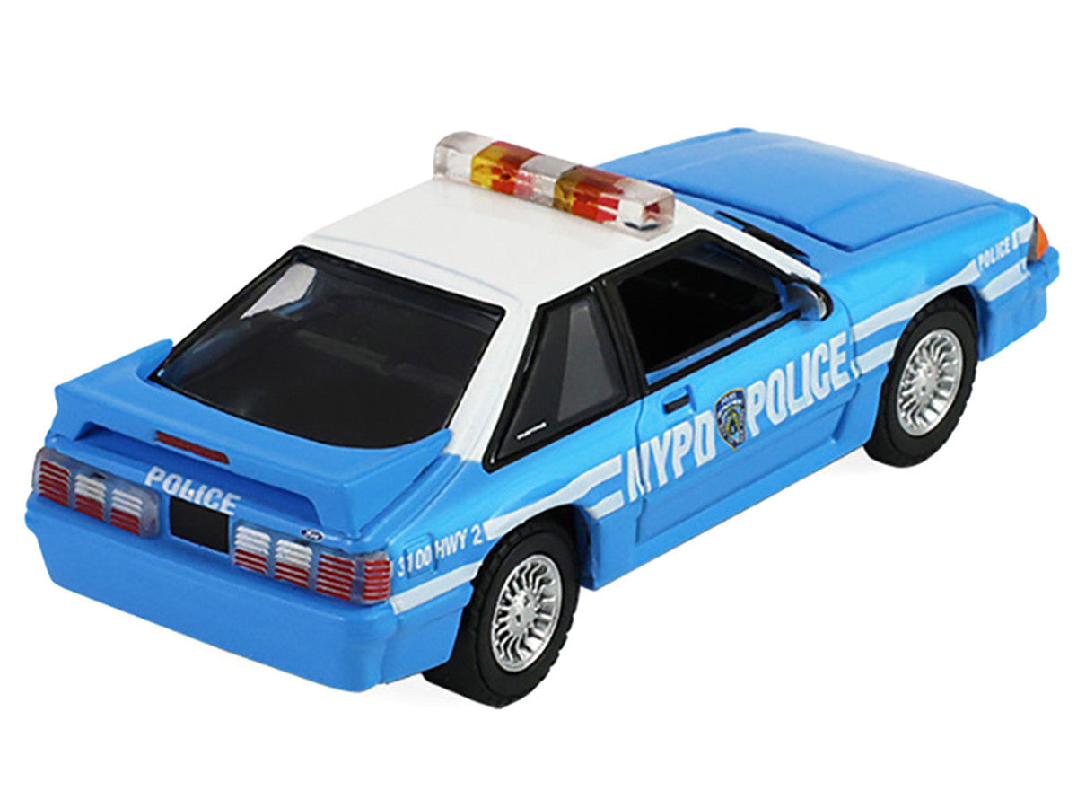 1987 Ford Mustang "New York City Police Department (NYPD)" Blue with White Top "Hobby Exclusive" Series 1/64 Diecast Model Car by Greenlight Greenlight