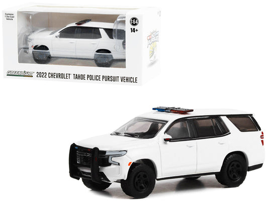 2022 Chevrolet Tahoe Police Pursuit Vehicle (PPV) White with Light Bar "Hot Pursuit" "Hobby Exclusive" Series 1/64 Diecast Model Car by Greenlight-0