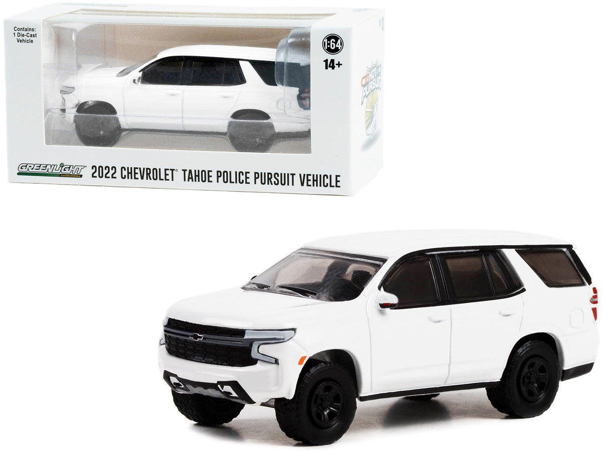 2022 Chevrolet Tahoe Police Pursuit Vehicle (PPV) White "Hot Pursuit" "Hobby Exclusive" Series 1/64 Diecast Model Car by Greenlight Greenlight
