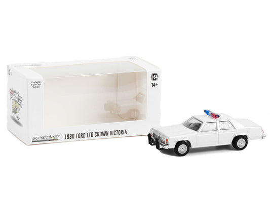 1980-1991 Ford LTD Crown Victoria Police White with Light Bar "Hot Pursuit" "Hobby Exclusive" Series 1/64 Diecast Model Car by Greenlight
