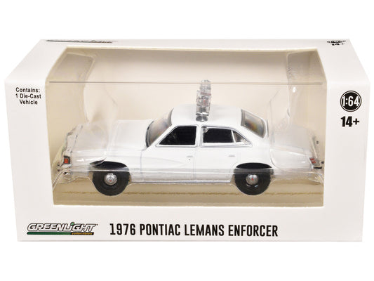 1976-77 Pontiac LeMans Enforcer White with Light Bar "Hot Pursuit - Hobby Exclusive" Series 1/64 Diecast Model Car by Greenlight Greenlight