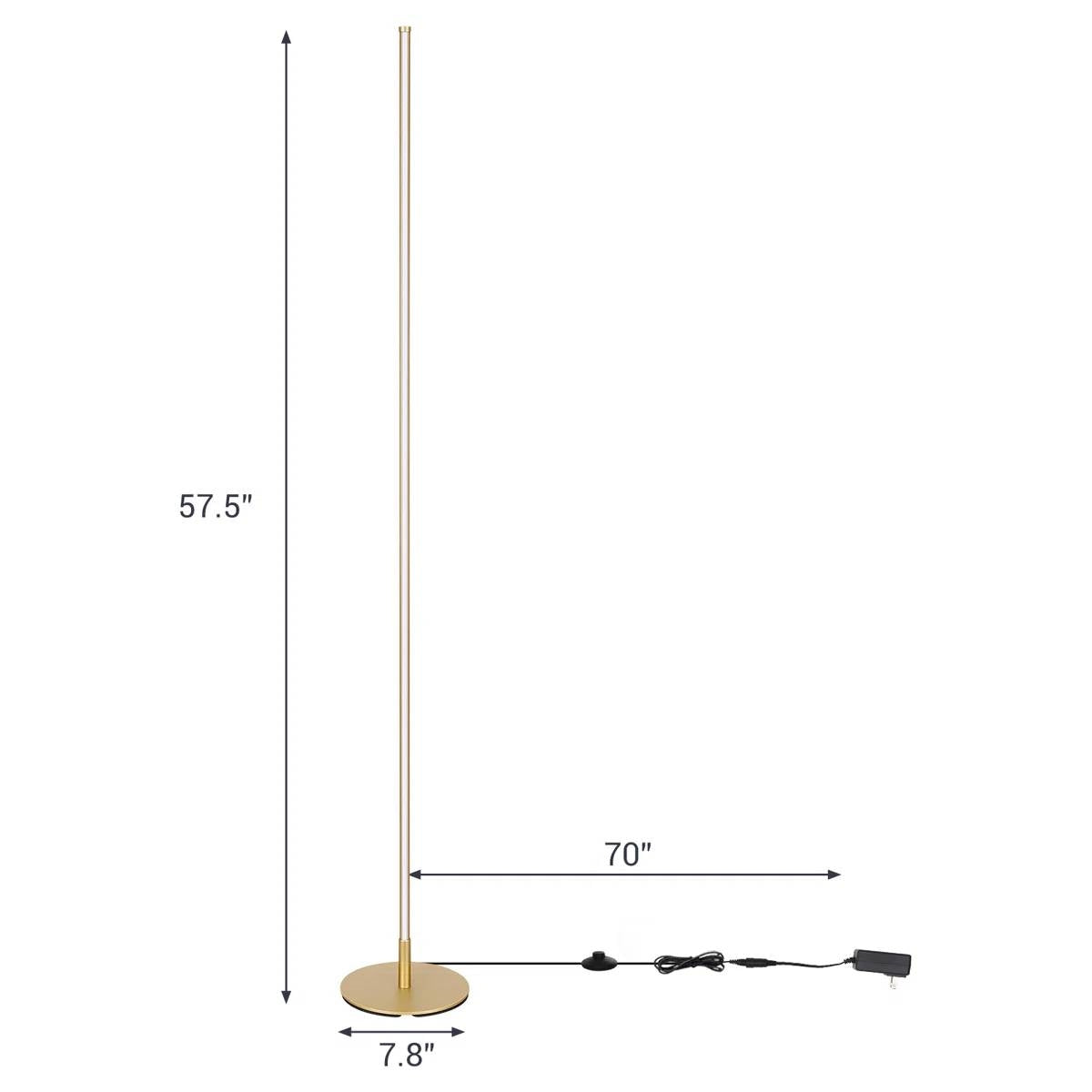 Gold Modern 57-inch Slim Bar-Shaped Dimmable LED Corner Floor Lamp-4