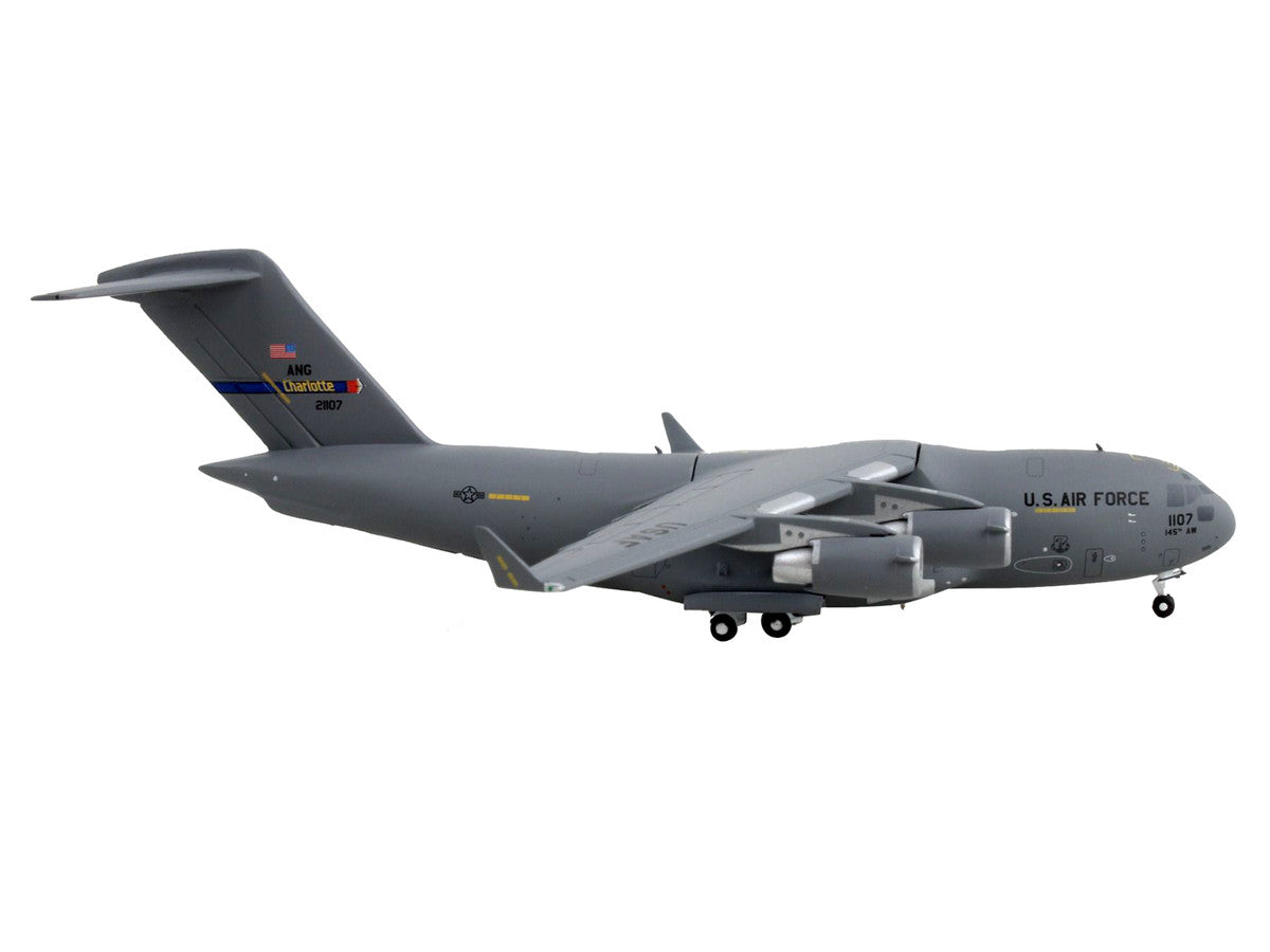 Boeing C-17 Globemaster III Transport Aircraft "Charlotte Air National Guard - United States Air Force" Gray "Gemini Macs" Series 1/400 Diecast Model Airplane by GeminiJets GeminiJets