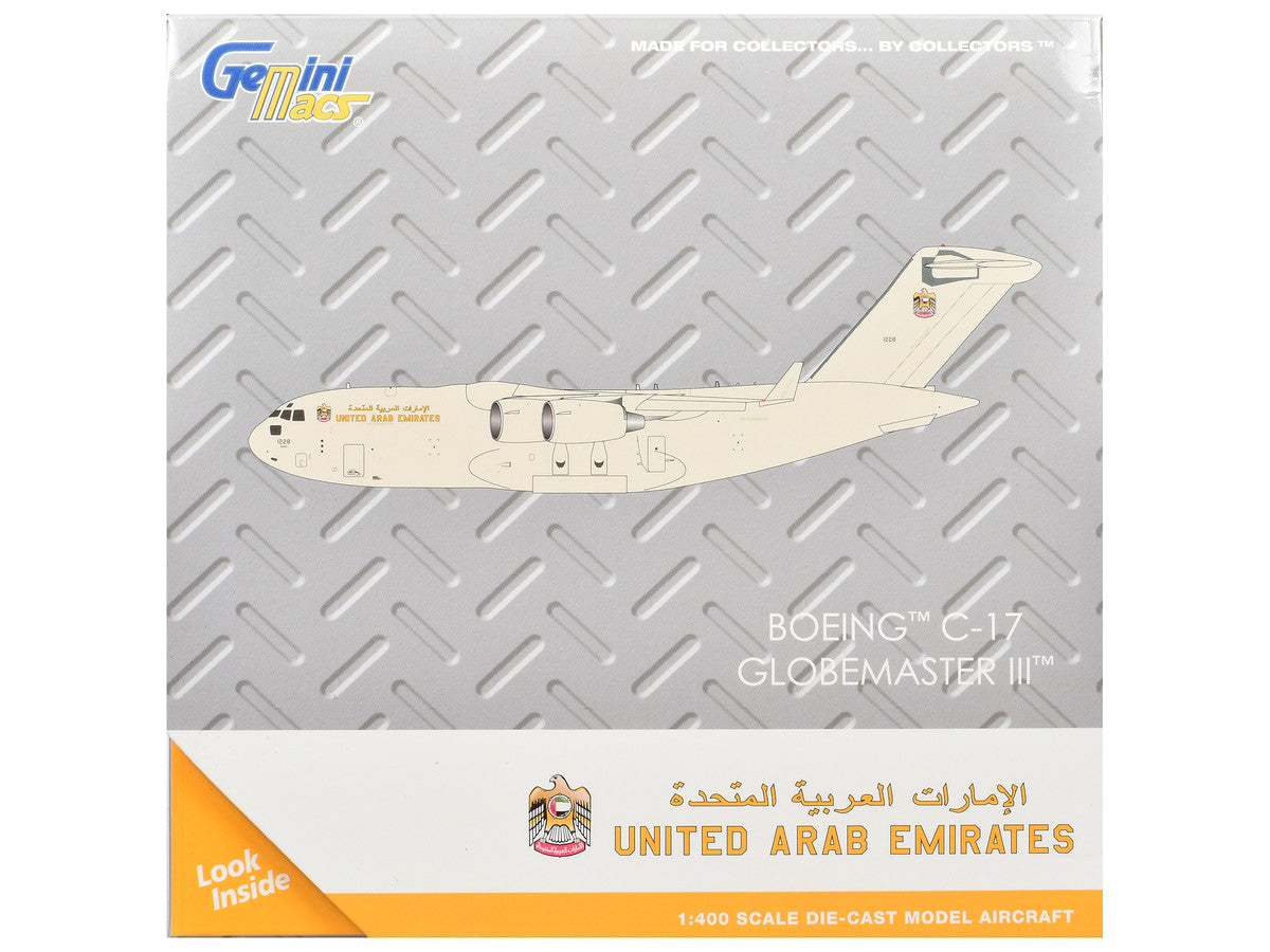 Boeing C-17 Globemaster III Transport Aircraft "United Arab Emirates Air Force" Beige "Gemini Macs" Series 1/400 Diecast Model Airplane by GeminiJets GeminiJets
