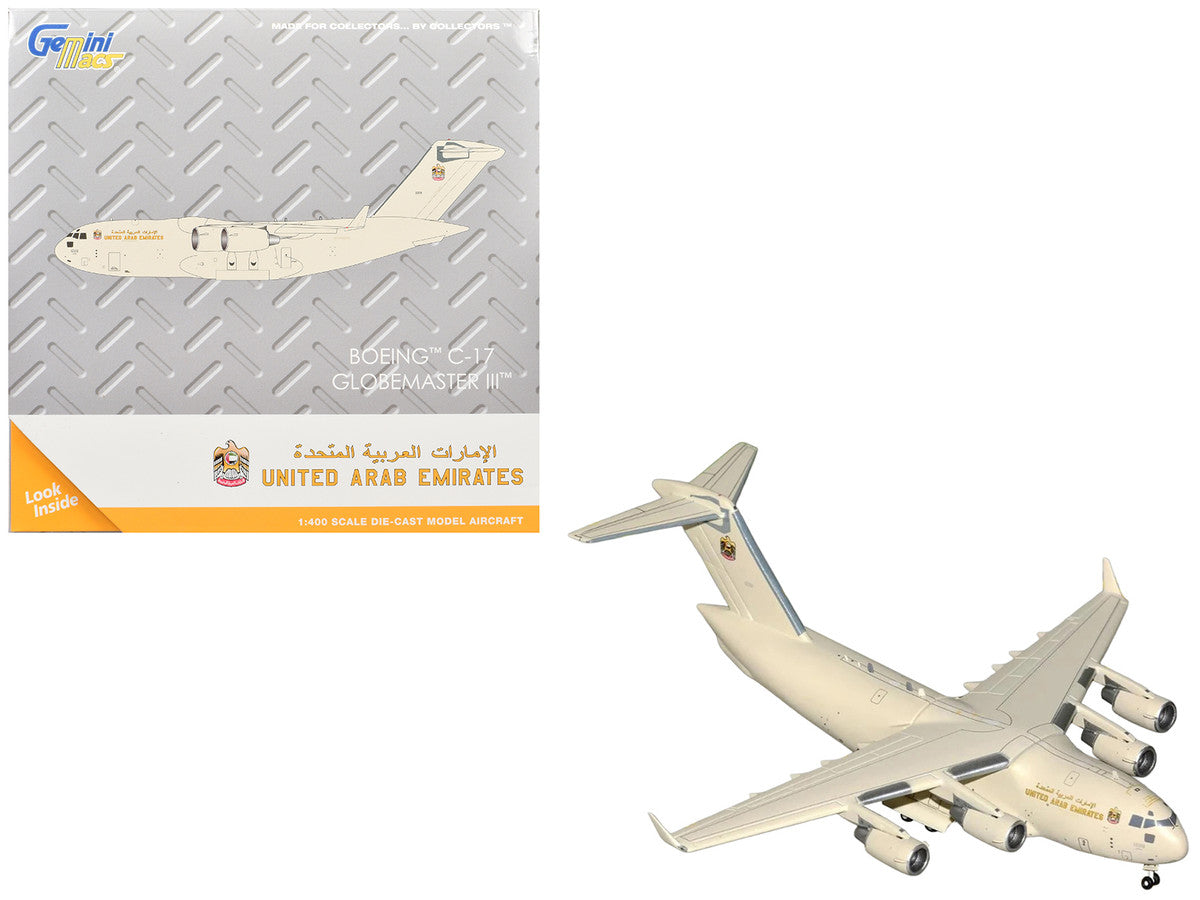 Boeing C-17 Globemaster III Transport Aircraft "United Arab Emirates Air Force" Beige "Gemini Macs" Series 1/400 Diecast Model Airplane by GeminiJets GeminiJets