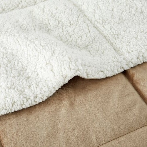 Queen Plush Microfiber Reversible Comforter Set in Gold-4