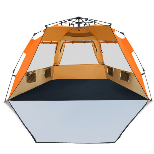 3-4 Person Easy Pop Up Beach Tent UPF 50+ Portable Sun Shelter-Orange W2B
