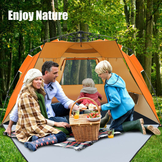 3-4 Person Easy Pop Up Beach Tent UPF 50+ Portable Sun Shelter-Orange W2B