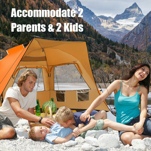 3-4 Person Easy Pop Up Beach Tent UPF 50+ Portable Sun Shelter-Orange W2B
