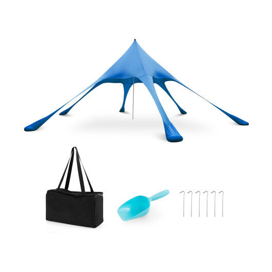 20 x 20 Feet Beach Canopy Tent with UPF50+ Sun Protection and Shovel-Blue W2B