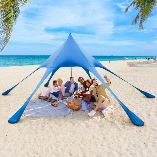 20 x 20 Feet Beach Canopy Tent with UPF50+ Sun Protection and Shovel-Blue W2B