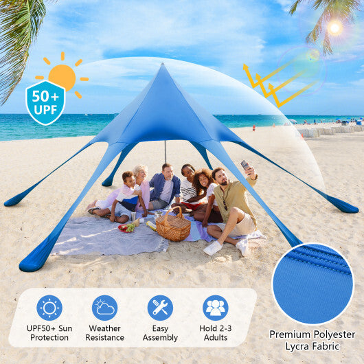 20 x 20 Feet Beach Canopy Tent with UPF50+ Sun Protection and Shovel-Blue W2B