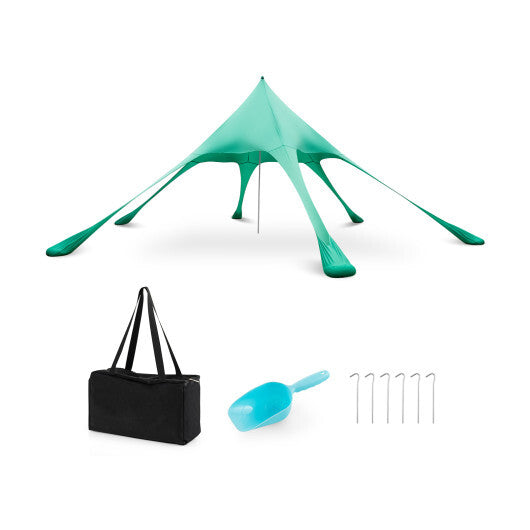20 x 20 Feet Beach Canopy Tent with UPF50+ Sun Protection and Shovel-Blue W2B