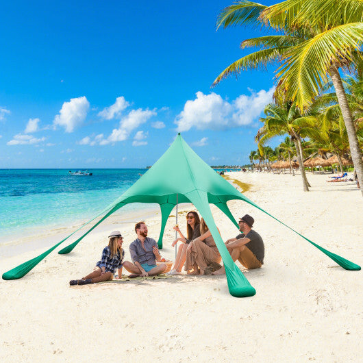 20 x 20 Feet Beach Canopy Tent with UPF50+ Sun Protection and Shovel-Blue W2B